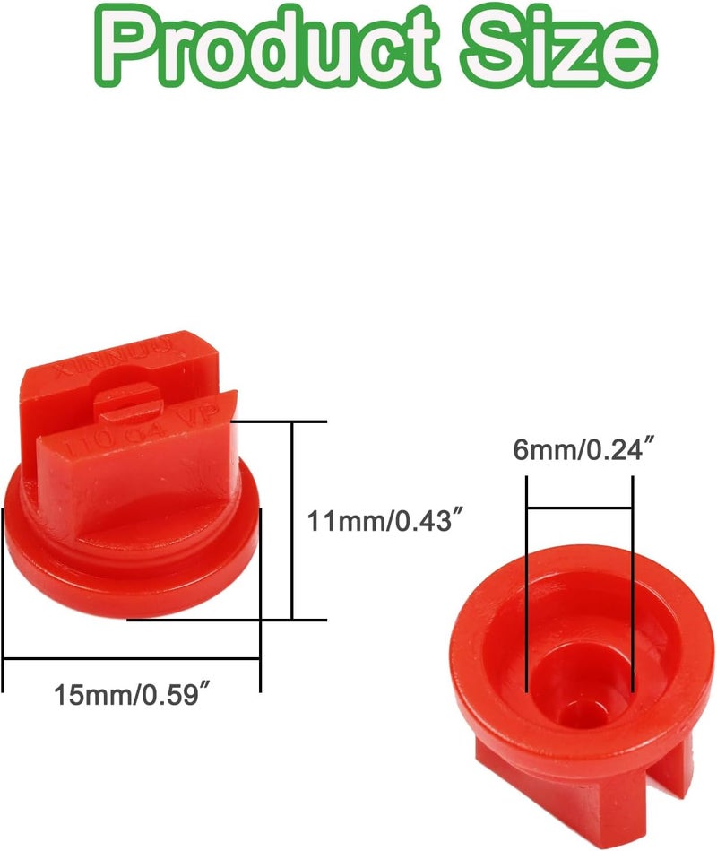 Tayffency 10 PCS Flat Fan Spray Tip 110 Degree Plastic Nozzle for Agricultural, Cleaning, Cooling (Red) - Image 2